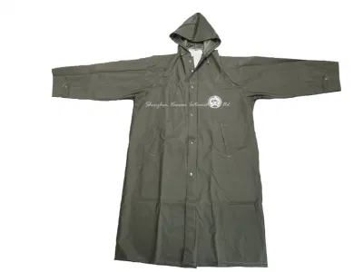 Армейско-зеленые вязаные длинные куртки от дождя из ПУ/ПВХ для взрослых