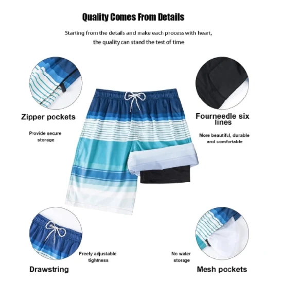 Эластичные мужские водонепроницаемые мужские пляжные шорты-бермуды