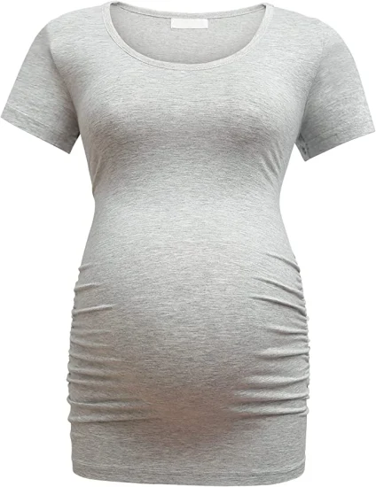 Женская футболка из бамбукового модала для беременных, классическая футболка с боковыми рюшами, одежда для беременных