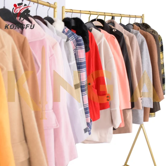 Оптовая продажа, большая акция, японское корейское женское твидовое камвольное пальто с кисточками, подержанная одежда, тюк подержанной одежды