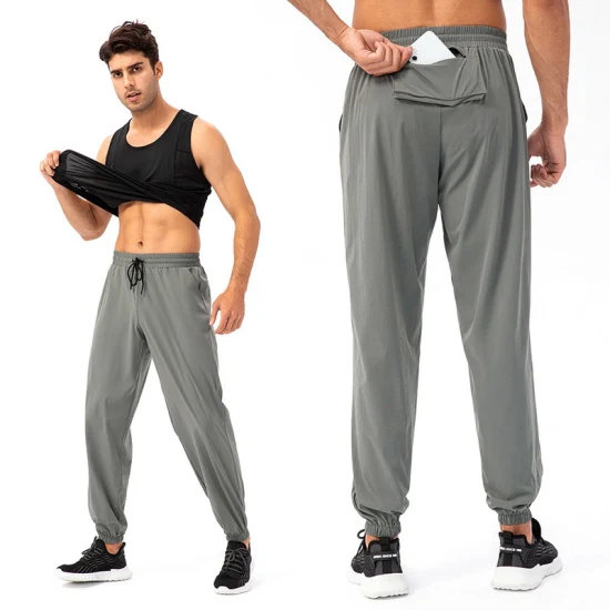 Мужские быстросохнущие спортивные брюки для бега на шнурке с 3 карманами, повседневные брюки на молнии с манжетами для занятий спортом на открытом воздухе, нижняя одежда для тренировок с подъемом