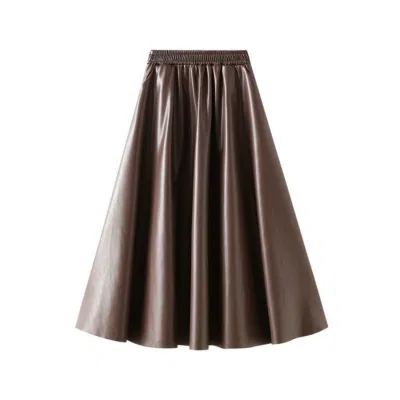 Женская высококачественная пустая плиссированная кожаная юбка до щиколотки с эластичной резинкой на талии